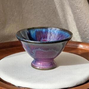 Handmade Studio Pottery Trinket Dish – Purple & Blue Glazed Ceramic Bowl